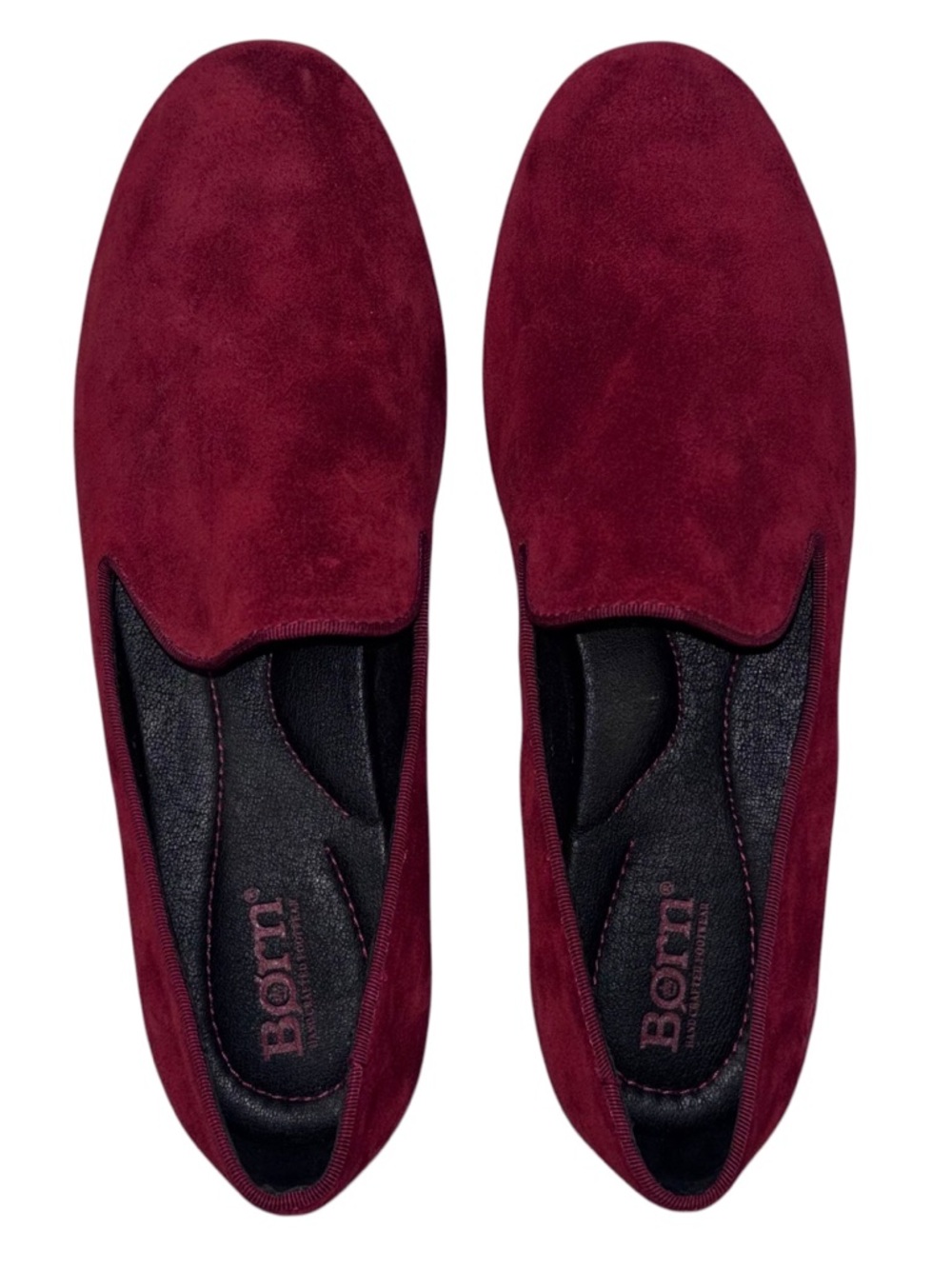 Born Burgundy Suede Slip-On Loafers Women’s Size 8 Comfort Flats